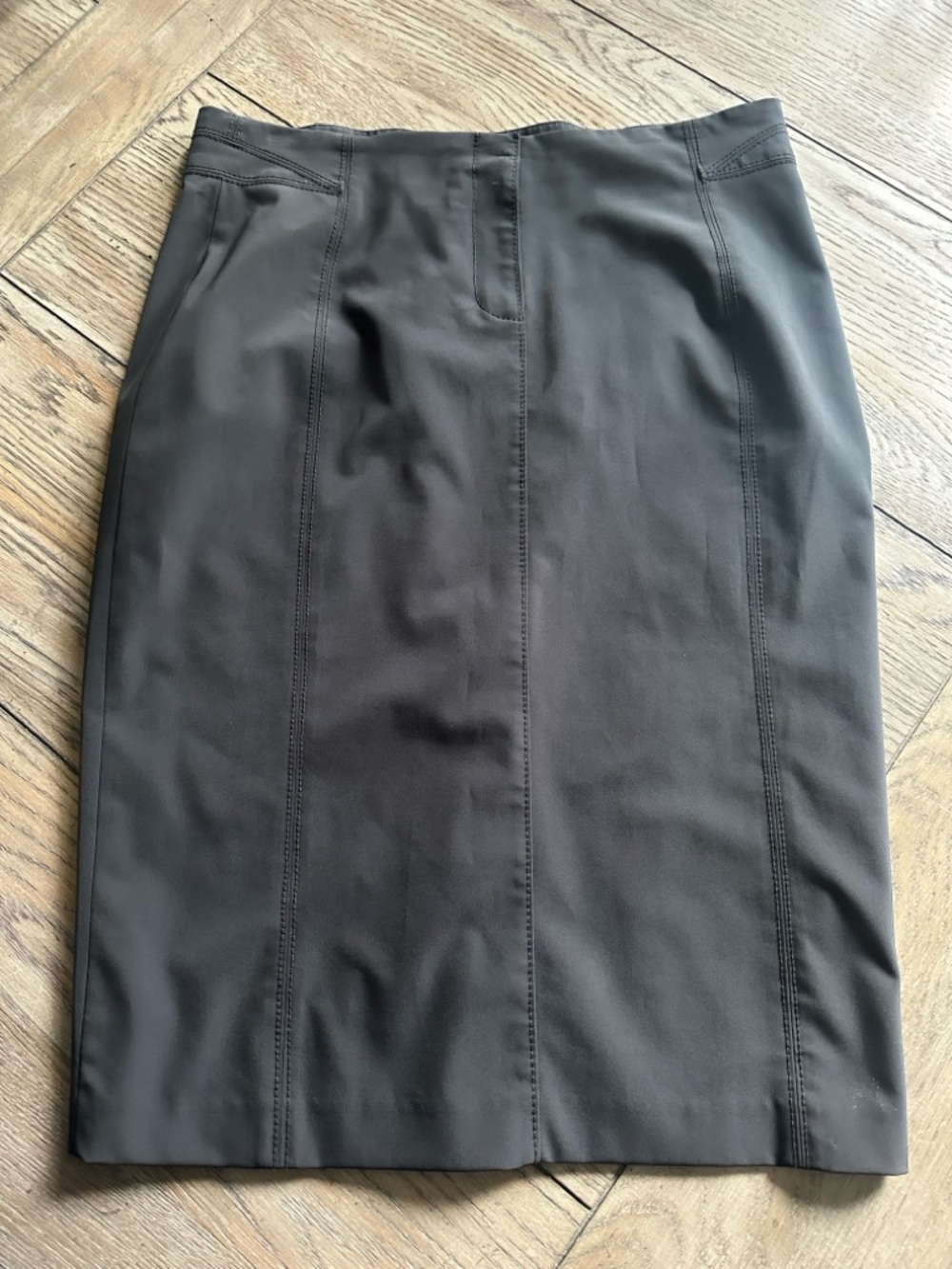 Reiss "Hylas" Tailored Pencil Skirt – Charcoal Grey Panel Stitched